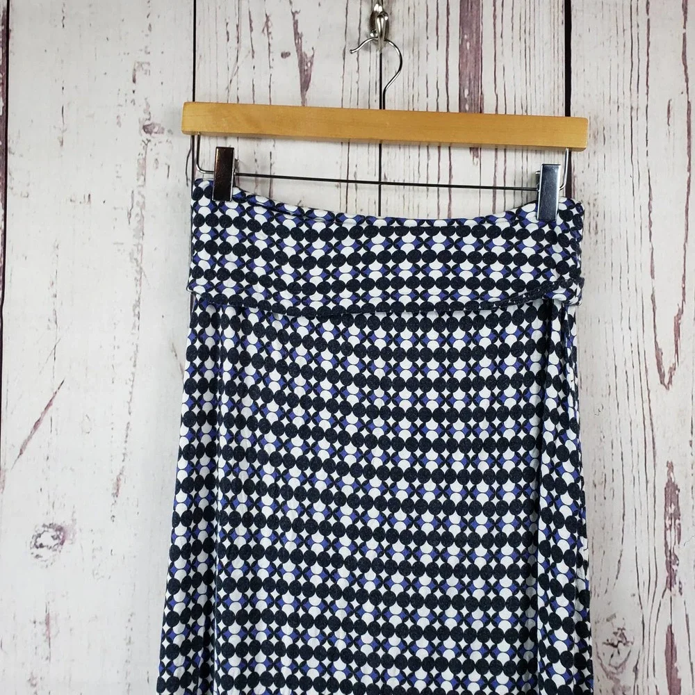 Max Studio Maxi Skirt Womens Sz Sm Pull On Long Stretch Waist Checkered  Black - Picture 2 of 6